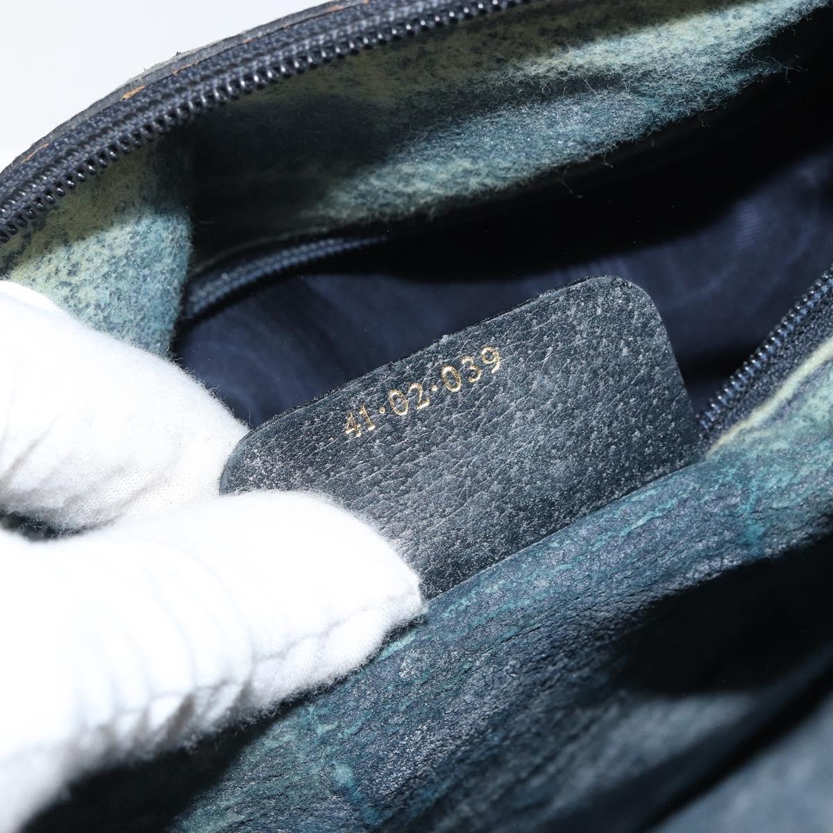 GUCCI GG Supreme Sherry Line Hand Bag PVC Navy Gold Auth 161618