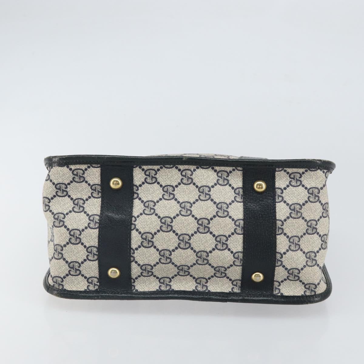 GUCCI GG Supreme Sherry Line Hand Bag PVC Navy Gold Auth 161618