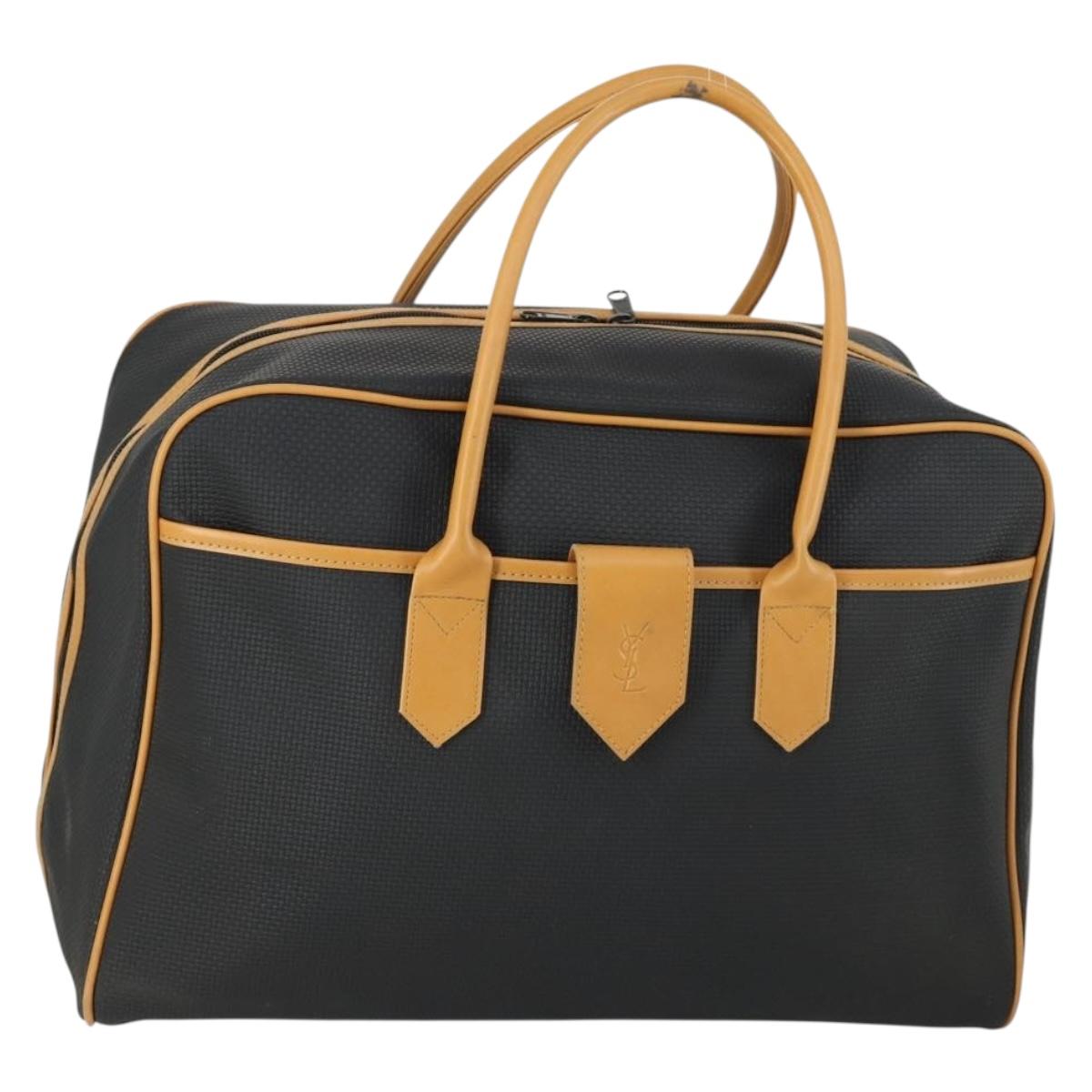 SAINT LAURENT Boston Bag PVC Black Gold Auth 161623