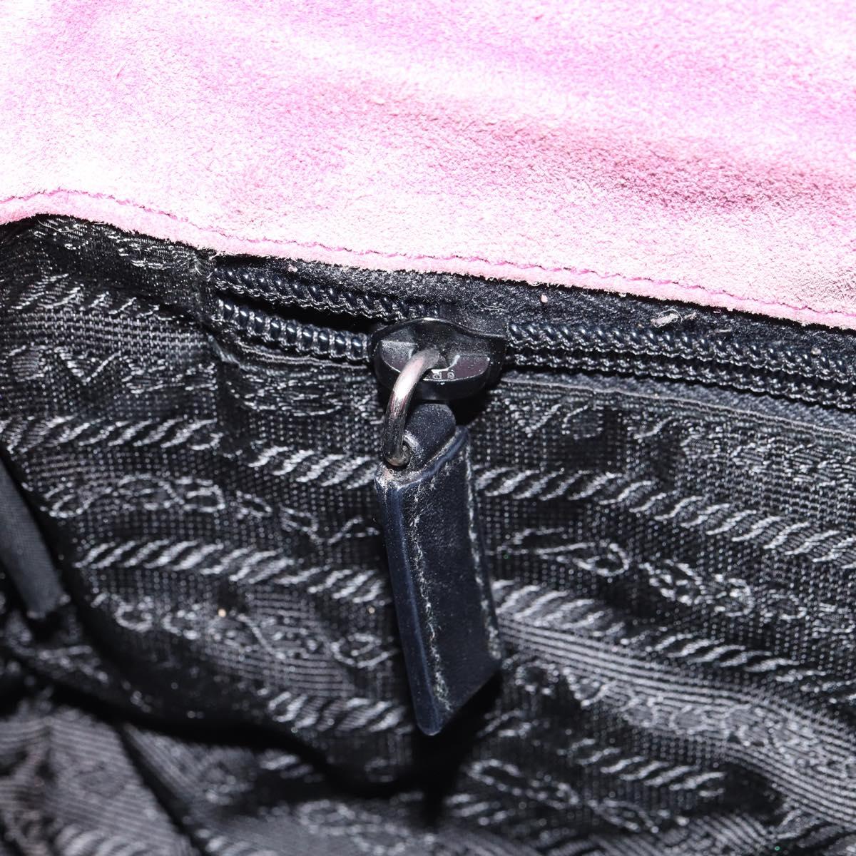 PRADA Shoulder Bag knitted Fabrics Pink Silver Auth 161630