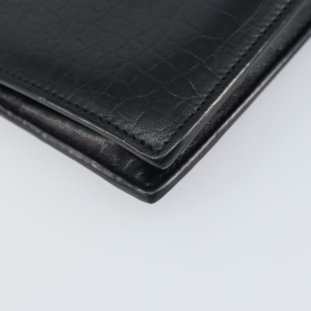 BALENCIAGA Compact Wallet Leather Black Auth 161631