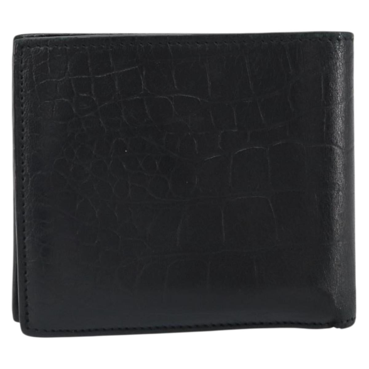 BALENCIAGA Compact Wallet Leather Black Auth 161631
