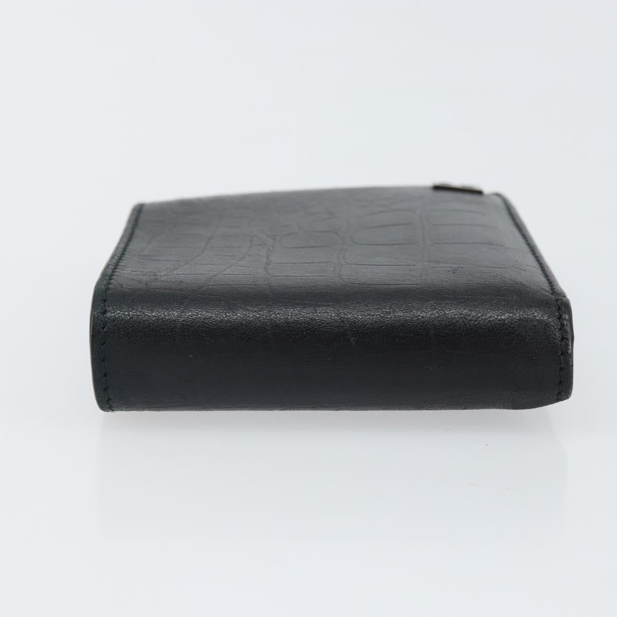 BALENCIAGA Compact Wallet Leather Black Auth 161631