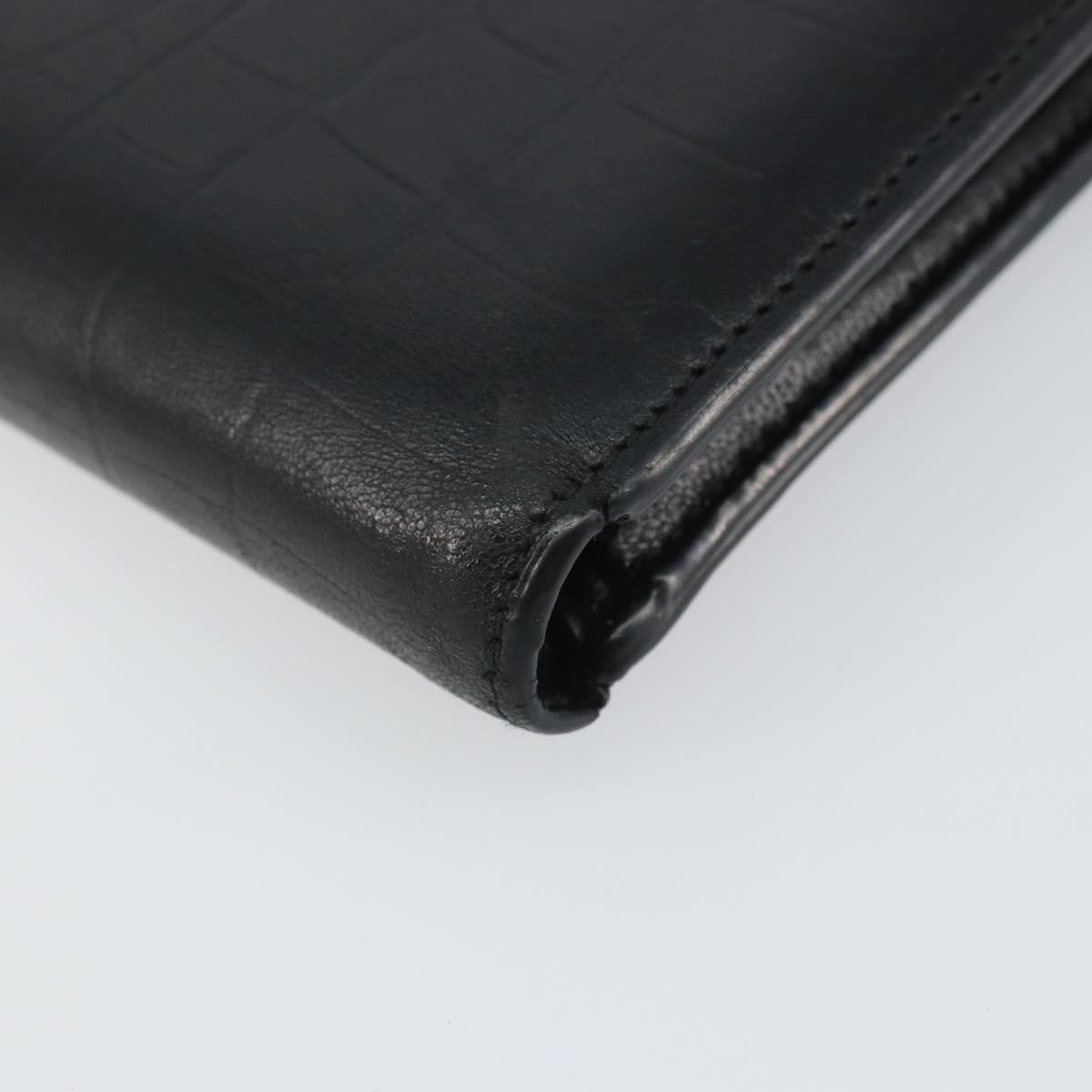 BALENCIAGA Compact Wallet Leather Black Auth 161631
