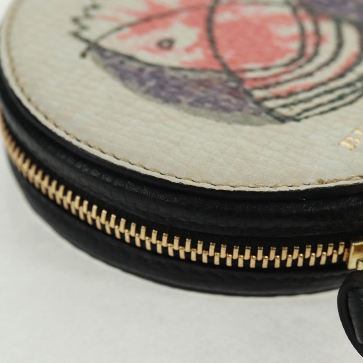 BURBERRY Coin Purse Leather White Gold Auth 161634V