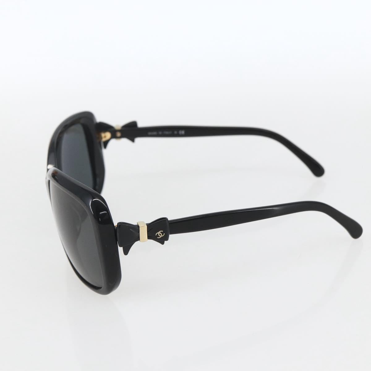 CHANEL Ribbon COCO Mark Sunglasses plastic Black 5171-A CC Auth 161639