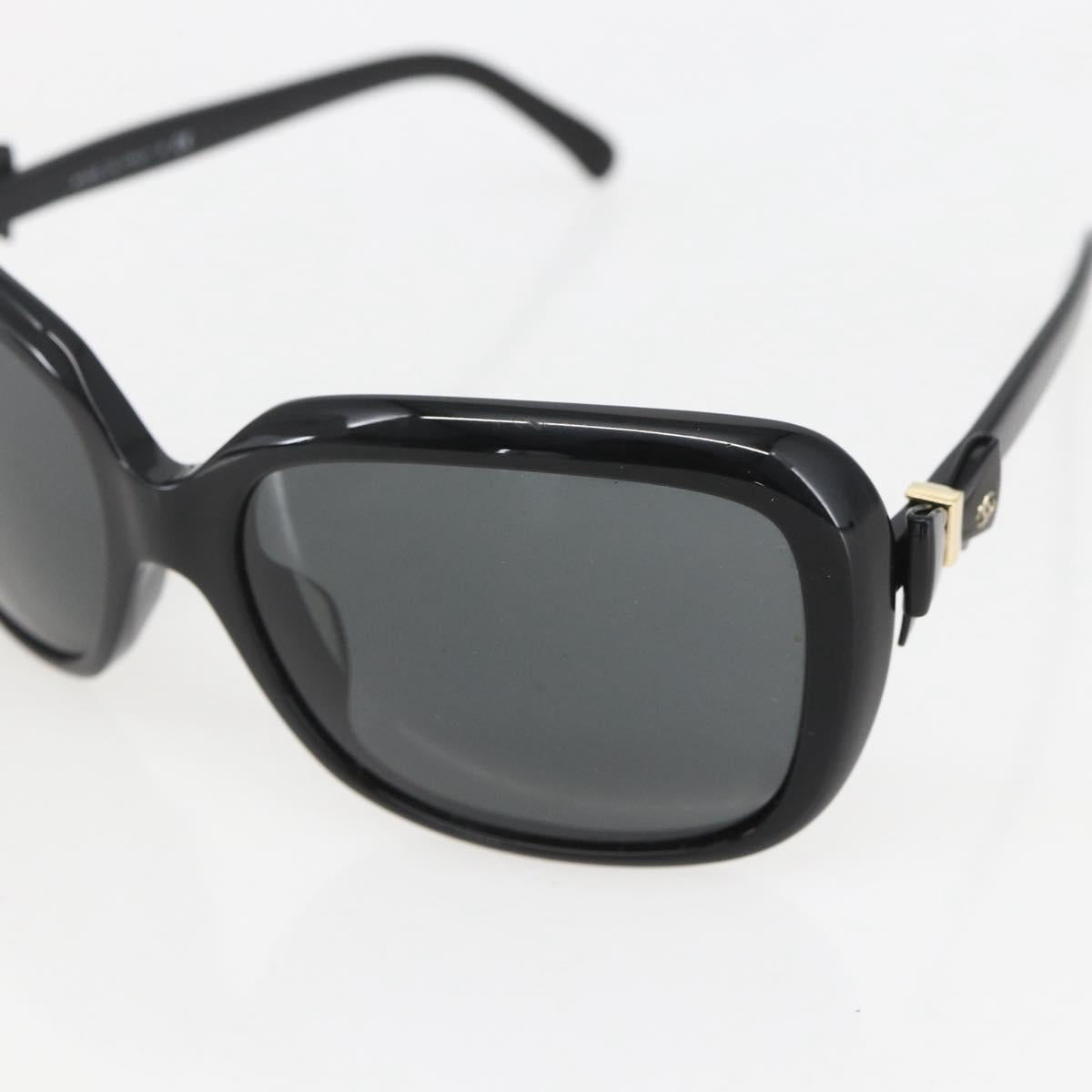 CHANEL Ribbon COCO Mark Sunglasses plastic Black 5171-A CC Auth 161639