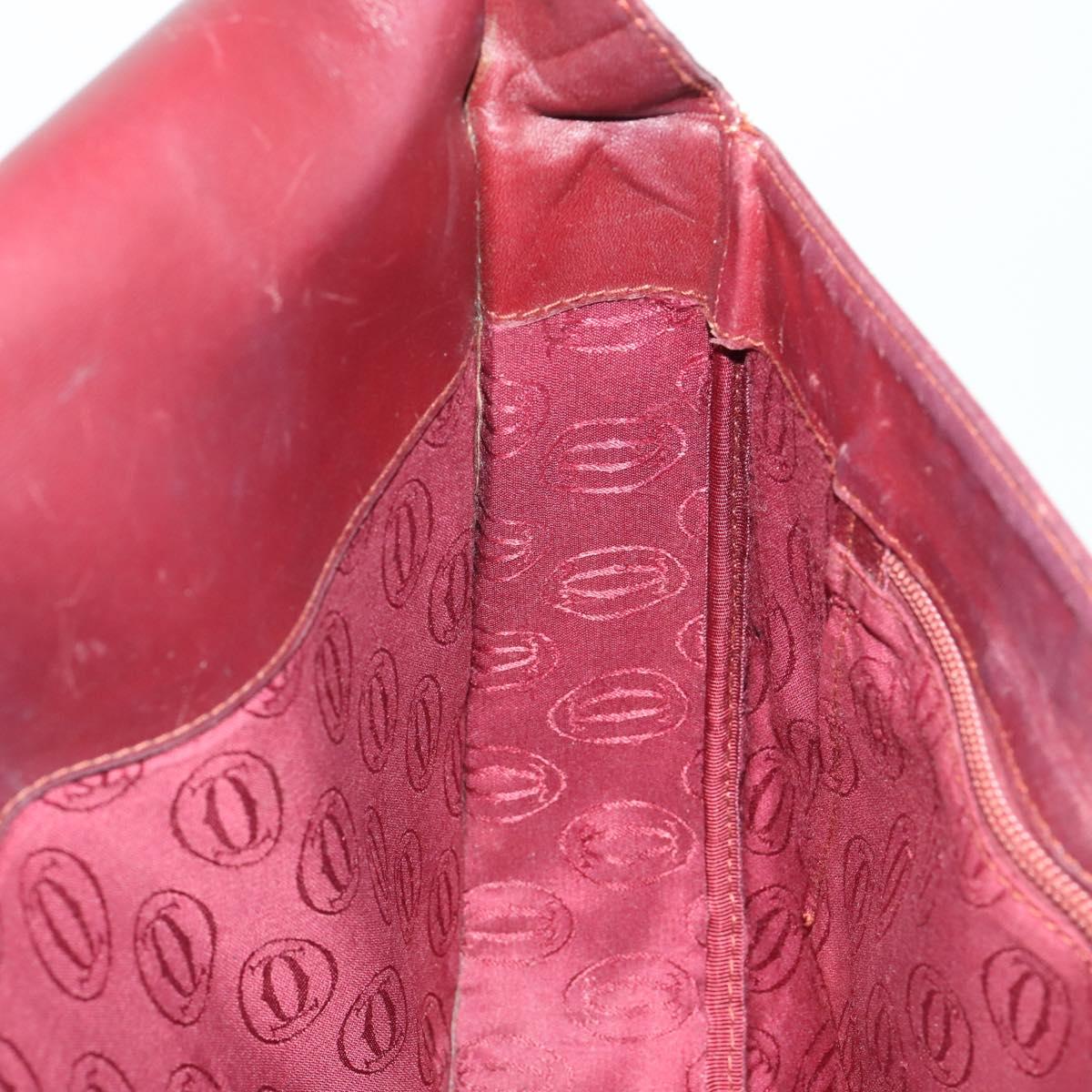 CARTIER Must Line Shoulder Bag Leather Bordeaux Gold Auth 161646