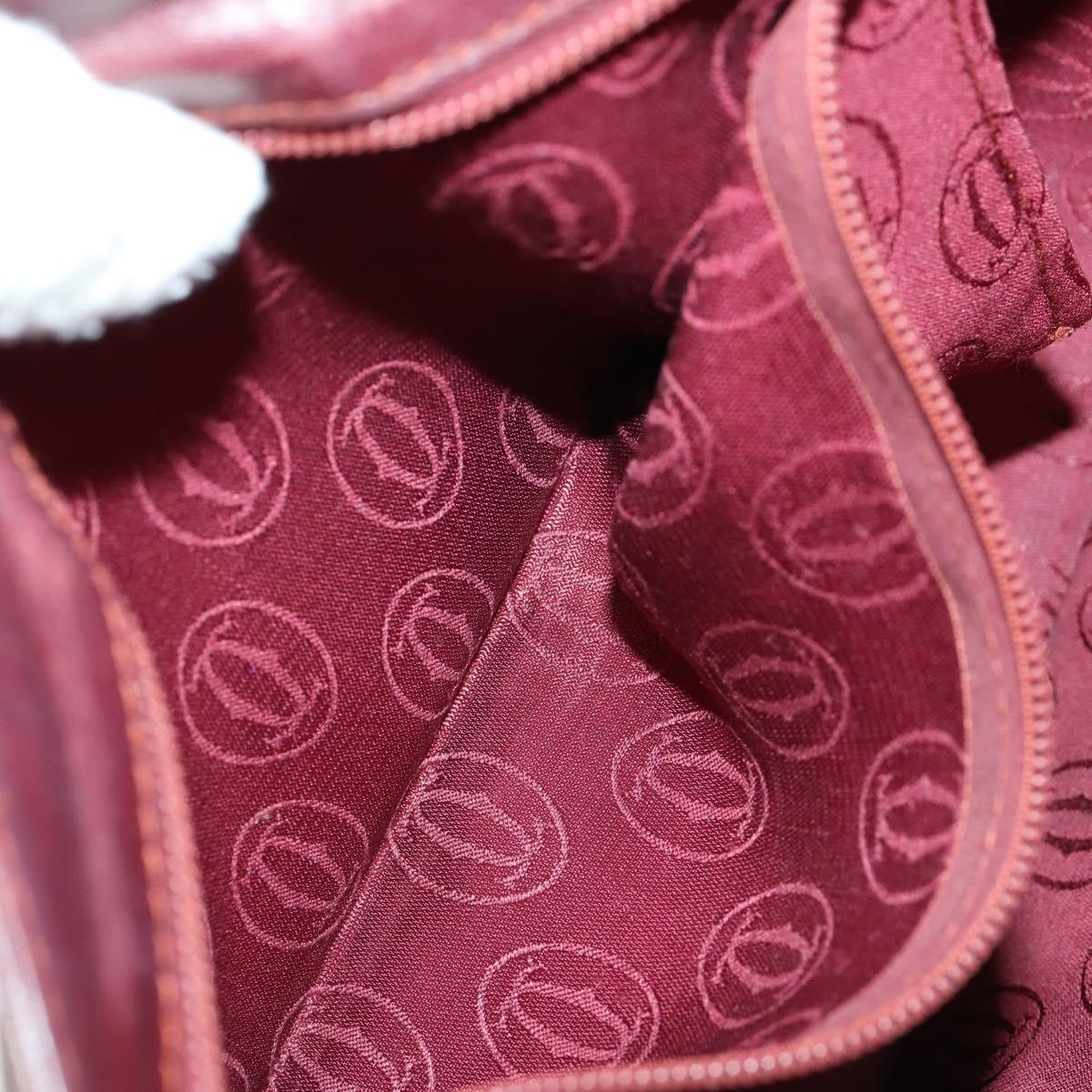 CARTIER Must Line Shoulder Bag Leather Bordeaux Gold Auth 161646