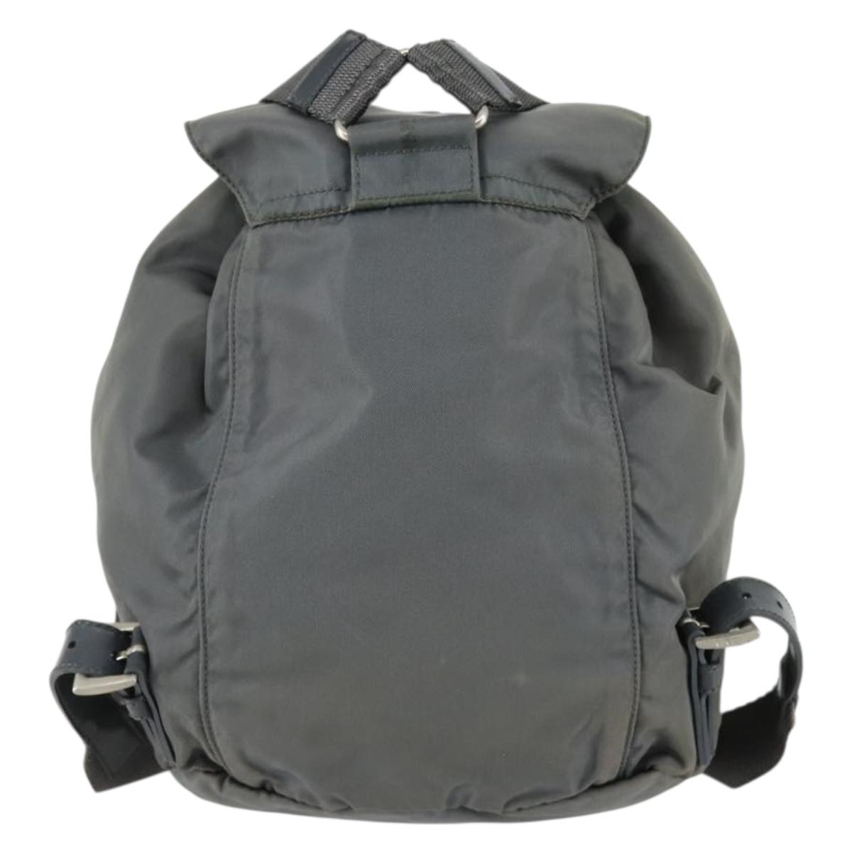 PRADA Backpack Nylon Gray Silver Auth 161647