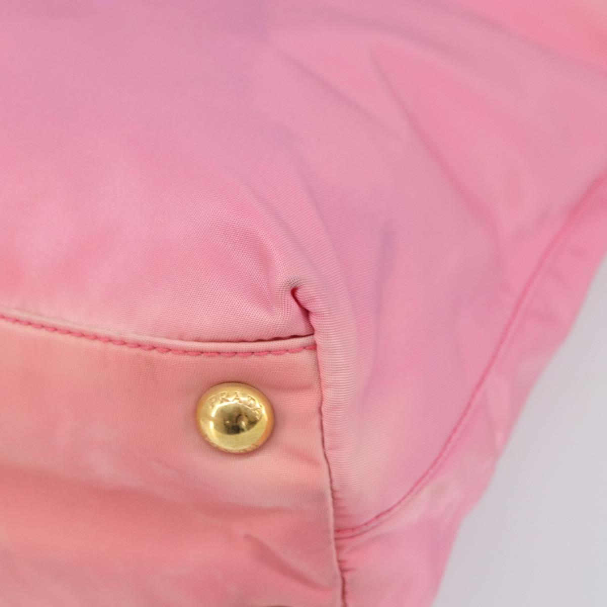 PRADA Tote Bag Nylon Pink Gold Auth 161648