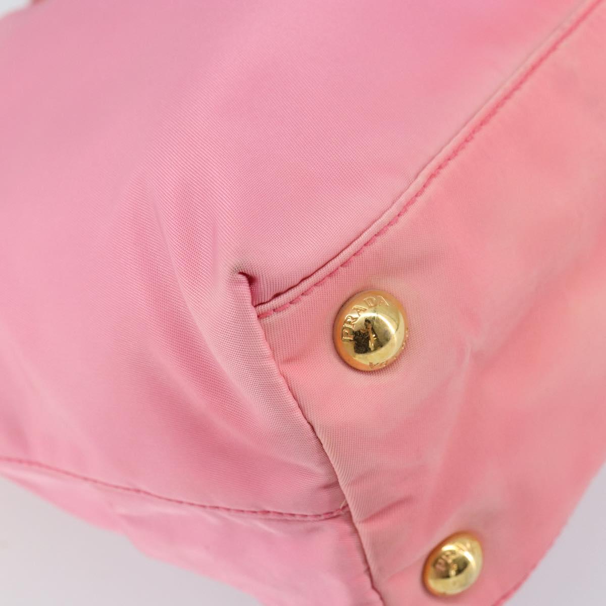 PRADA Tote Bag Nylon Pink Gold Auth 161648