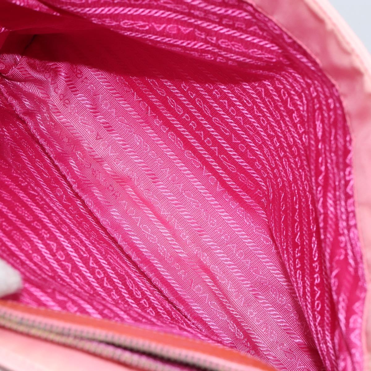 PRADA Tote Bag Nylon Pink Gold Auth 161648