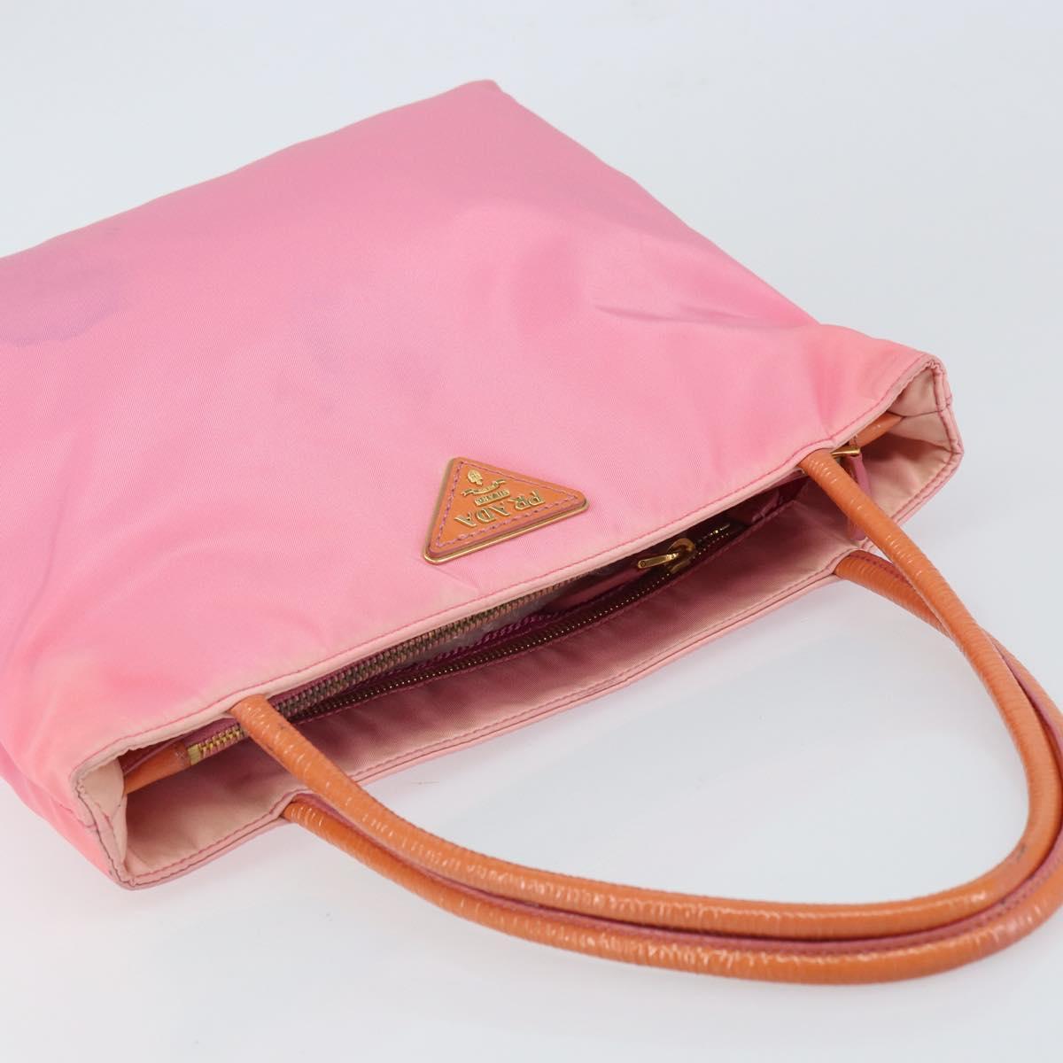 PRADA Tote Bag Nylon Pink Gold Auth 161648