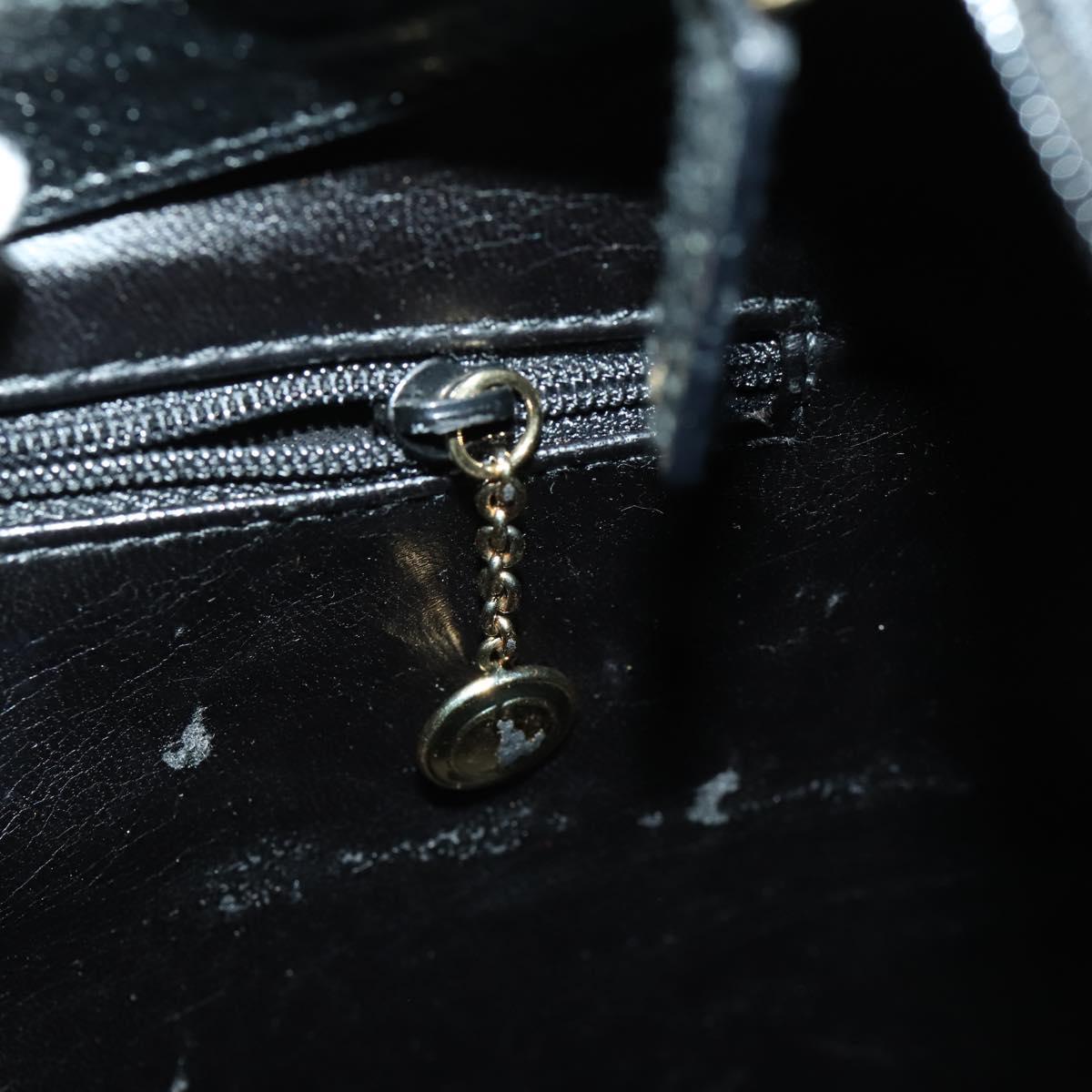 GUCCI Bamboo Shoulder Bag Leather Black Gold Auth 161651