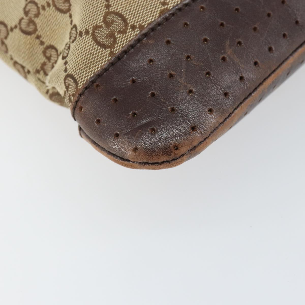 GUCCI GG Canvas Shoulder Bag Beige Silver 145857 Auth 161657
