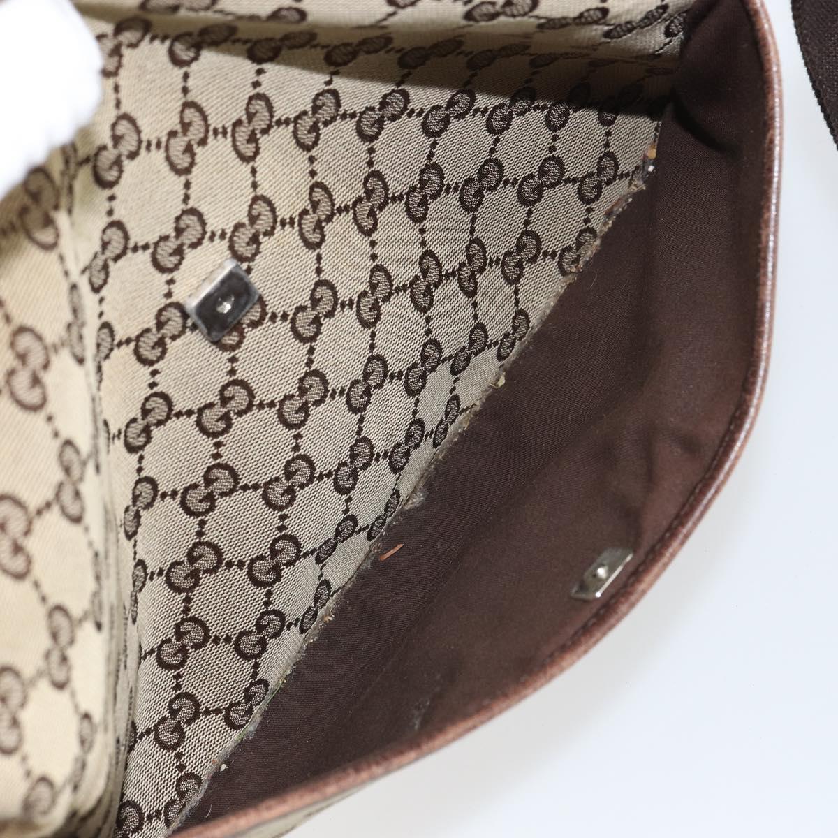 GUCCI GG Canvas Shoulder Bag Beige Silver 145857 Auth 161657