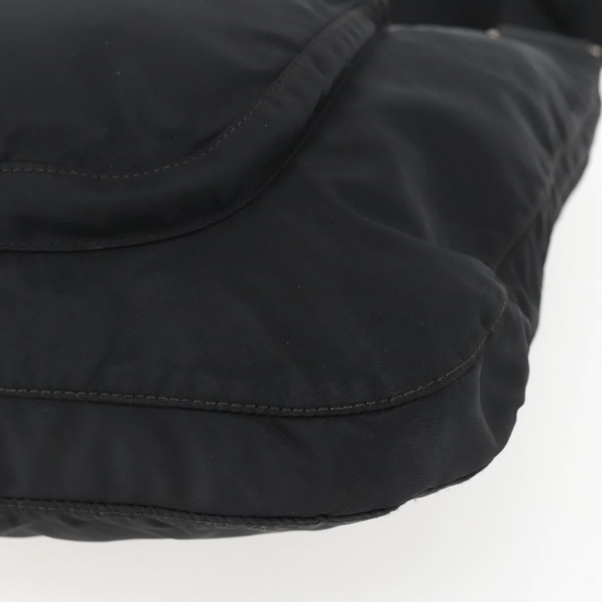 PRADA Shoulder Bag Nylon Black Silver Auth 161658