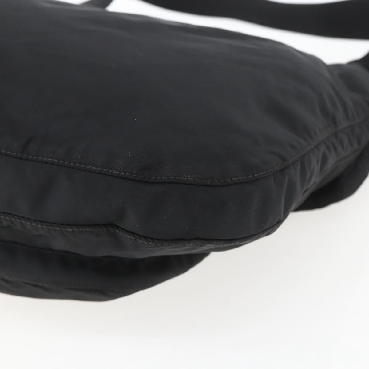 PRADA Shoulder Bag Nylon Black Silver Auth 161658