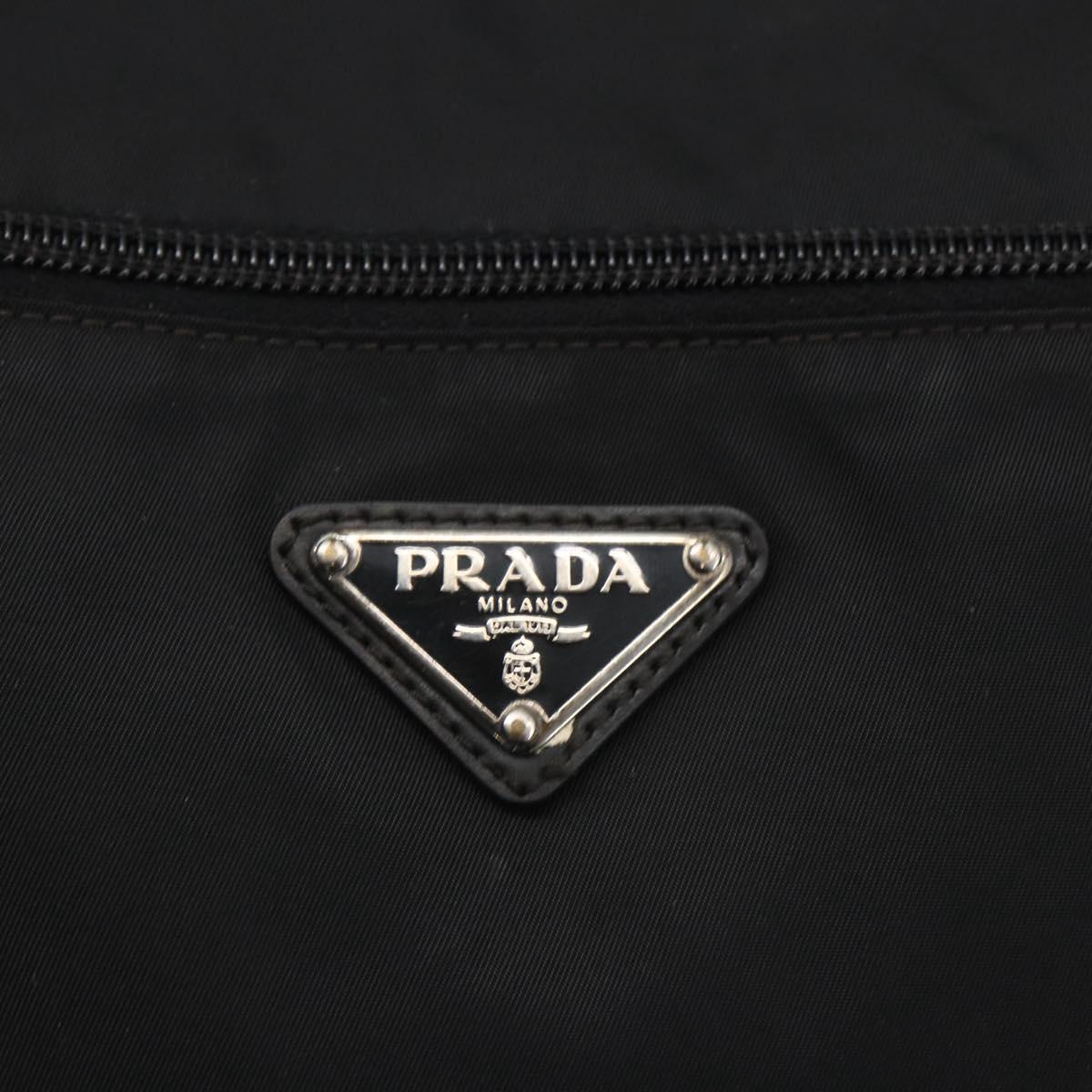 PRADA Shoulder Bag Nylon Black Silver Auth 161658