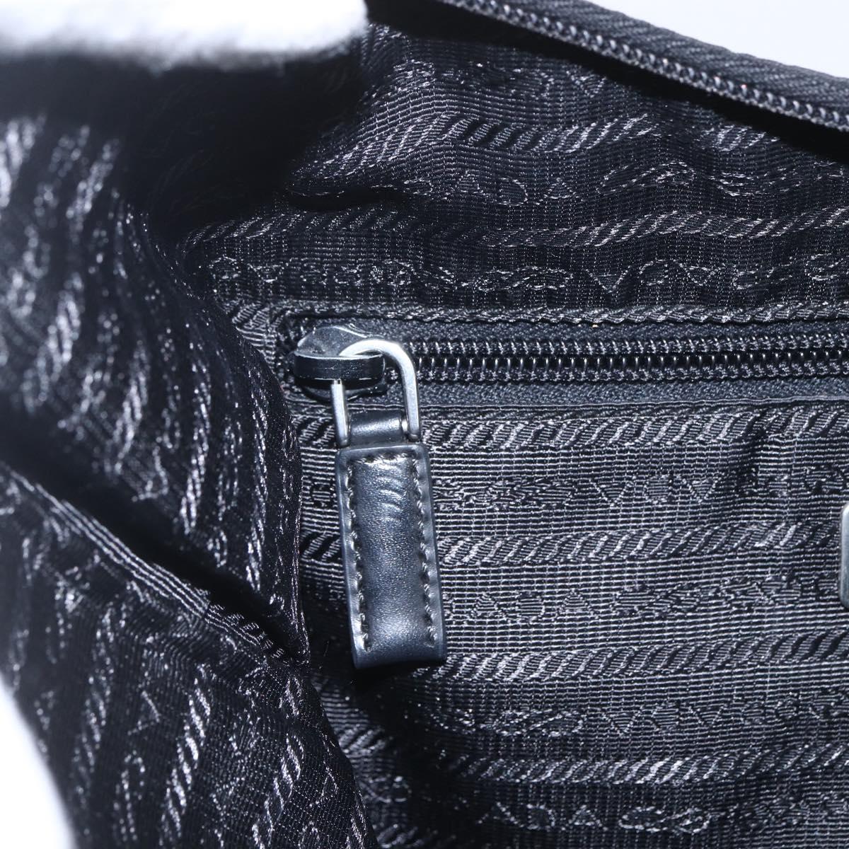 PRADA Shoulder Bag Nylon Black Silver Auth 161658