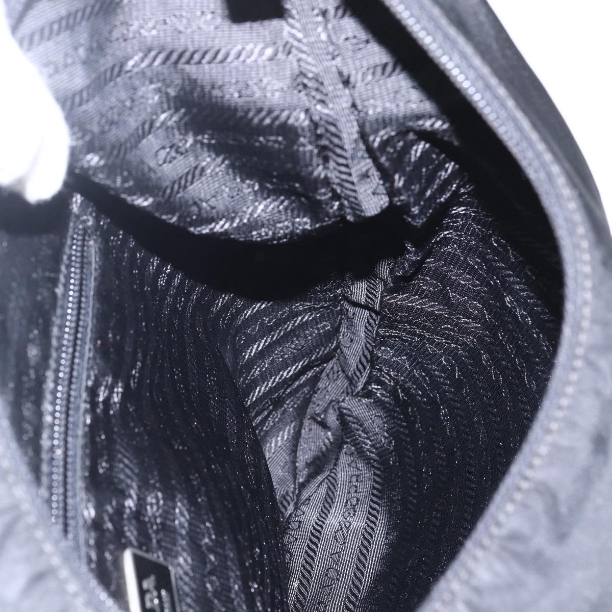 PRADA Shoulder Bag Nylon Black Silver Auth 161658