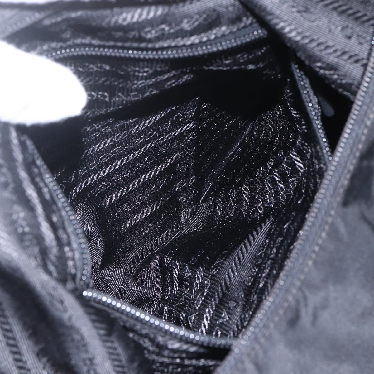 PRADA Shoulder Bag Nylon Black Silver Auth 161658