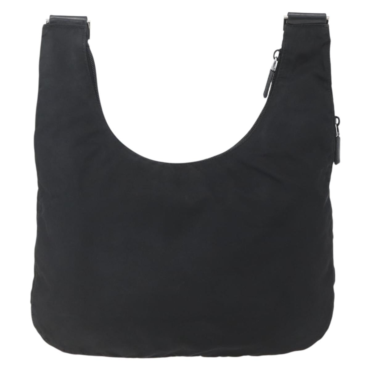 PRADA Shoulder Bag Nylon Black Silver Auth 161658