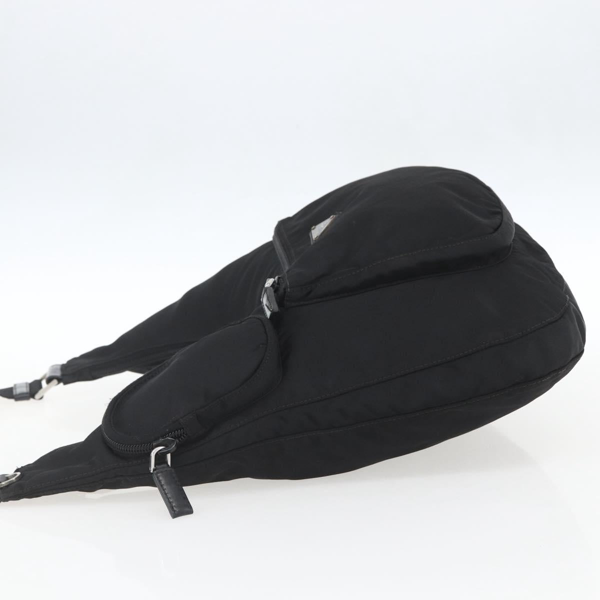 PRADA Shoulder Bag Nylon Black Silver Auth 161658