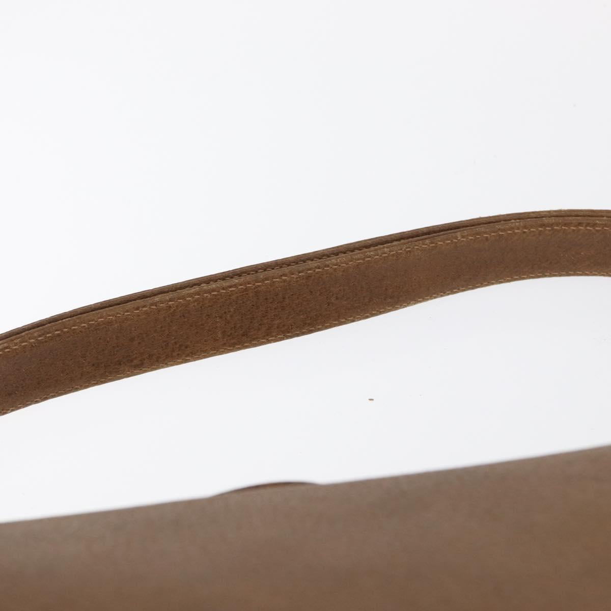 GUCCI Shoulder Bag Leather Brown Gold Auth 161660