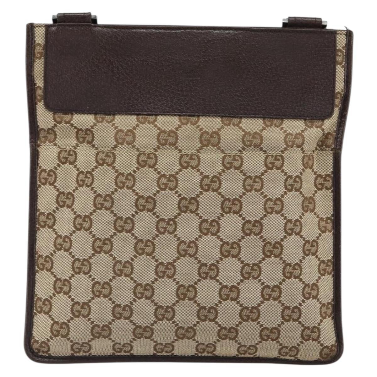 GUCCI GG Canvas Shoulder Bag Beige Silver 27639 Auth 161661