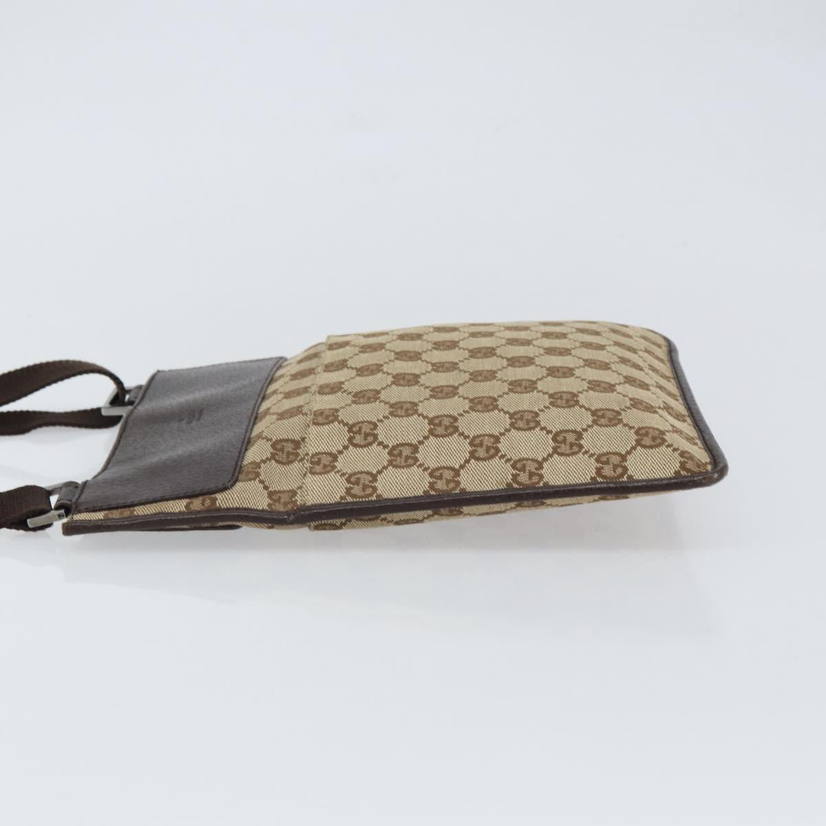 GUCCI GG Canvas Shoulder Bag Beige Silver 27639 Auth 161661
