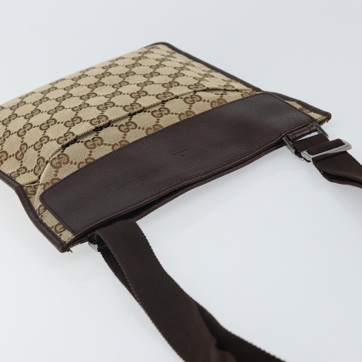 GUCCI GG Canvas Shoulder Bag Beige Silver 27639 Auth 161661