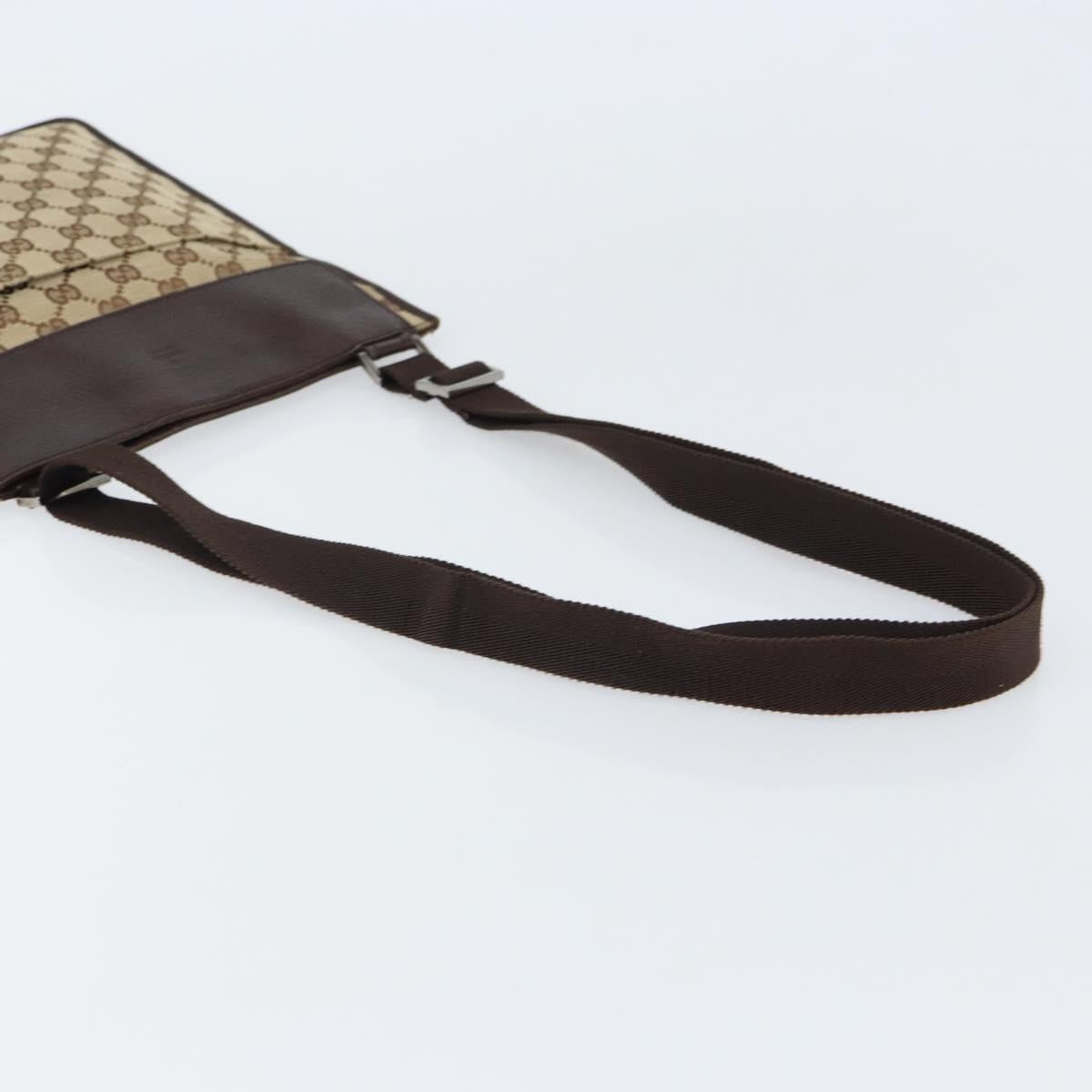 GUCCI GG Canvas Shoulder Bag Beige Silver 27639 Auth 161661