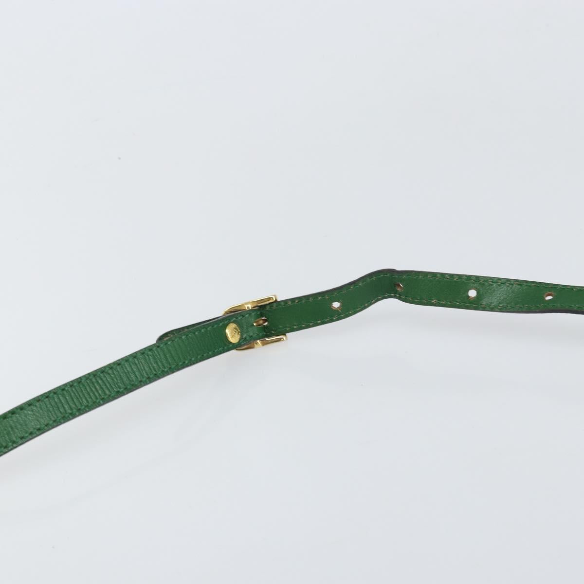 FENDI Shoulder Bag Leather Green Gold Auth 161662