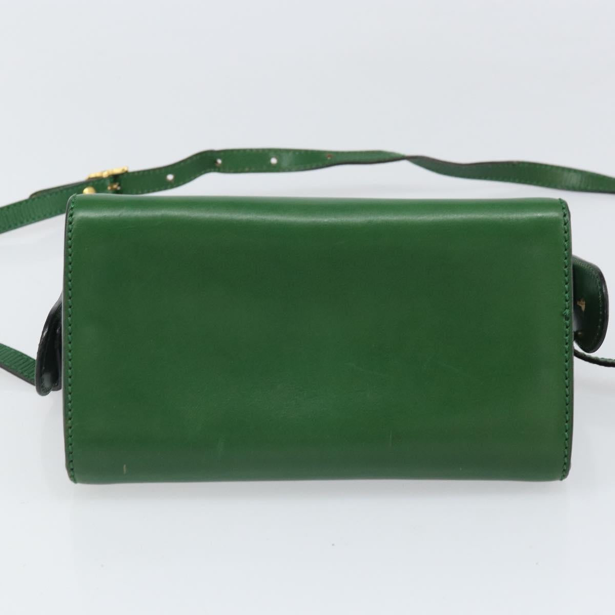 FENDI Shoulder Bag Leather Green Gold Auth 161662