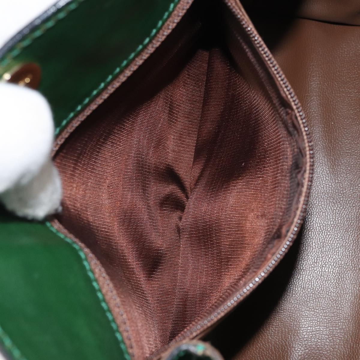 FENDI Shoulder Bag Leather Green Gold Auth 161662