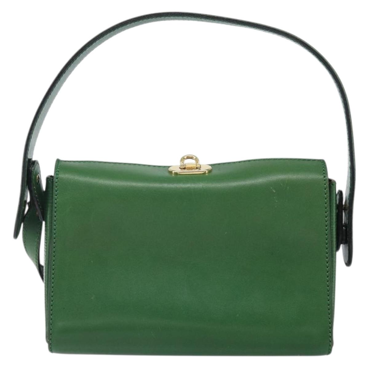 FENDI Shoulder Bag Leather Green Gold Auth 161662