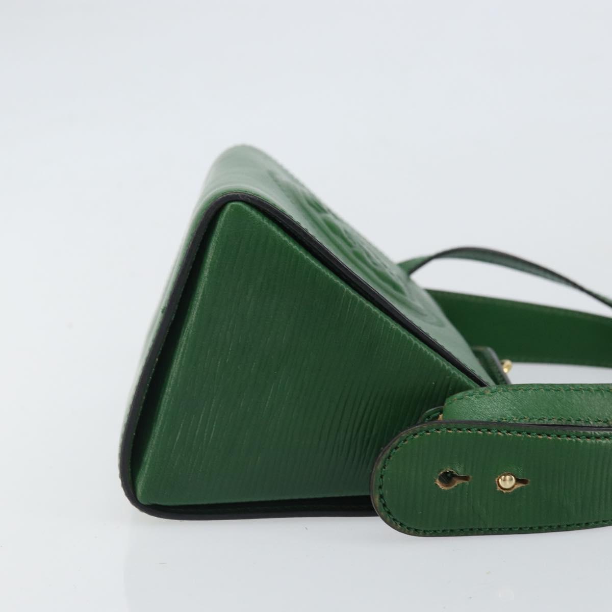 FENDI Shoulder Bag Leather Green Gold Auth 161662