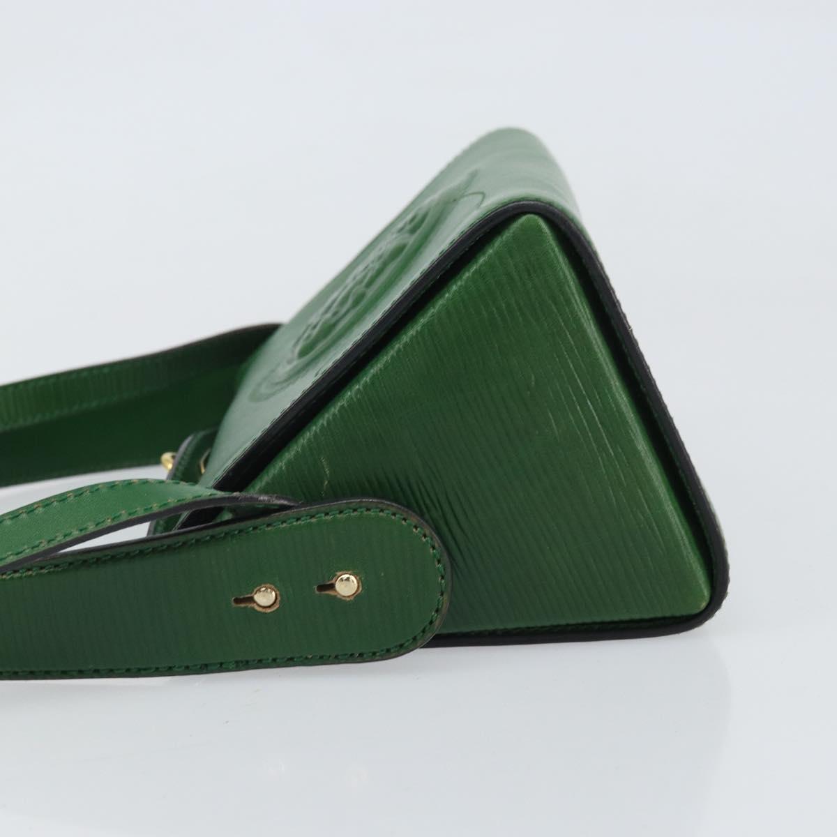 FENDI Shoulder Bag Leather Green Gold Auth 161662