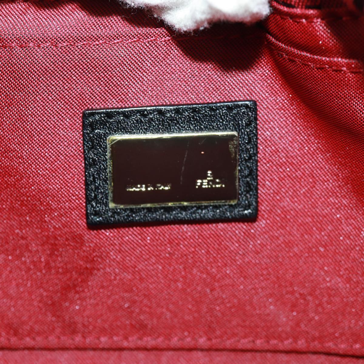 FENDI Zucchino Canvas Mamma Baguette Shoulder Bag Red Silver Auth 161663SAV
