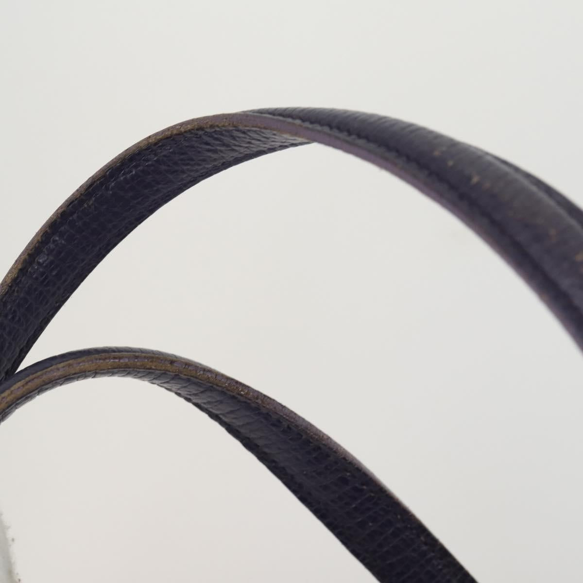 LOEWE Hand Bag Leather 2way Navy Gold Auth 161665