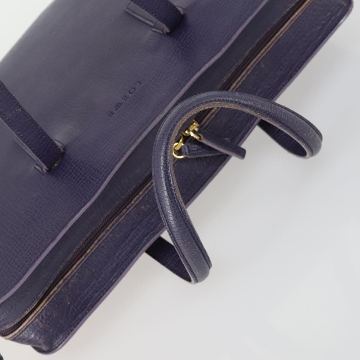 LOEWE Hand Bag Leather 2way Navy Gold Auth 161665