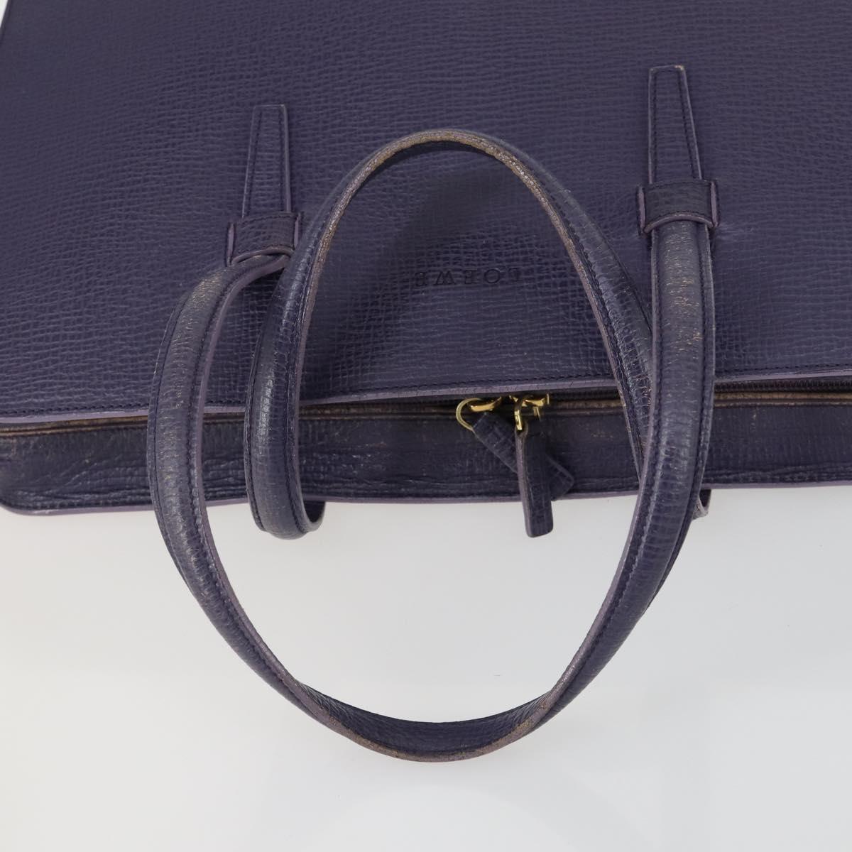 LOEWE Hand Bag Leather 2way Navy Gold Auth 161665