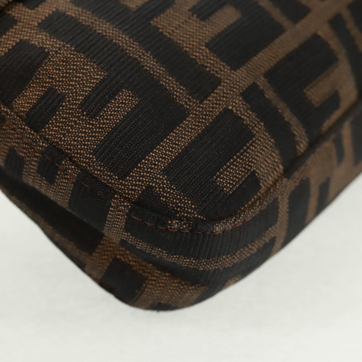 FENDI Zucca Canvas Mamma Baguette Shoulder Bag Black Brown Auth 161669SAV