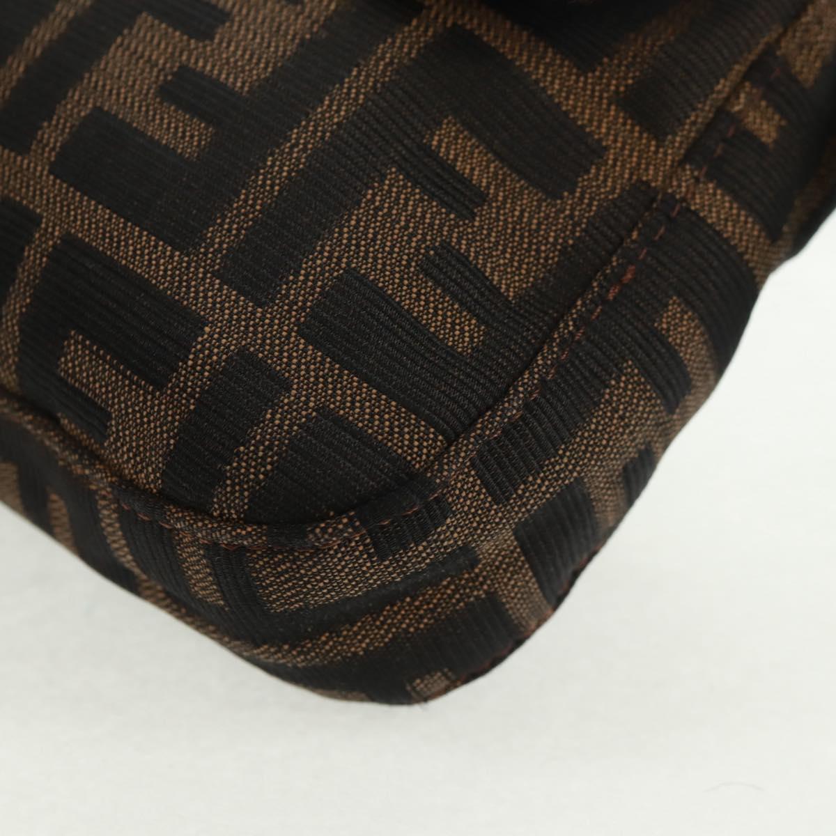 FENDI Zucca Canvas Mamma Baguette Shoulder Bag Black Brown Auth 161669SAV