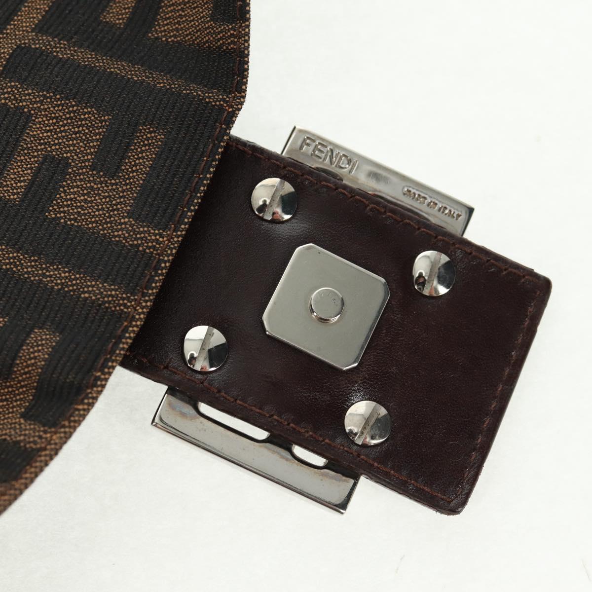 FENDI Zucca Canvas Mamma Baguette Shoulder Bag Black Brown Auth 161669SAV