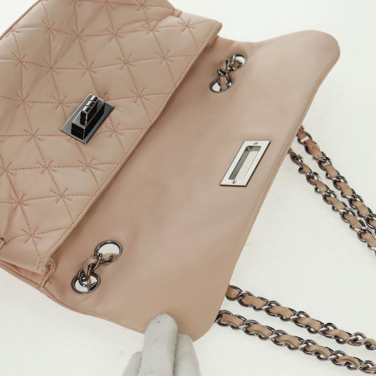 CHANEL Chain Matelasse 2.55 Shoulder Bag Lamb Skin Pink Silver CC Auth 161670V