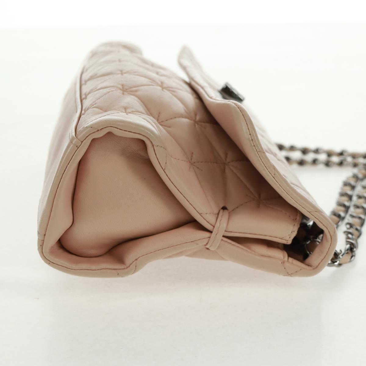 CHANEL Chain Matelasse 2.55 Shoulder Bag Lamb Skin Pink Silver CC Auth 161670V