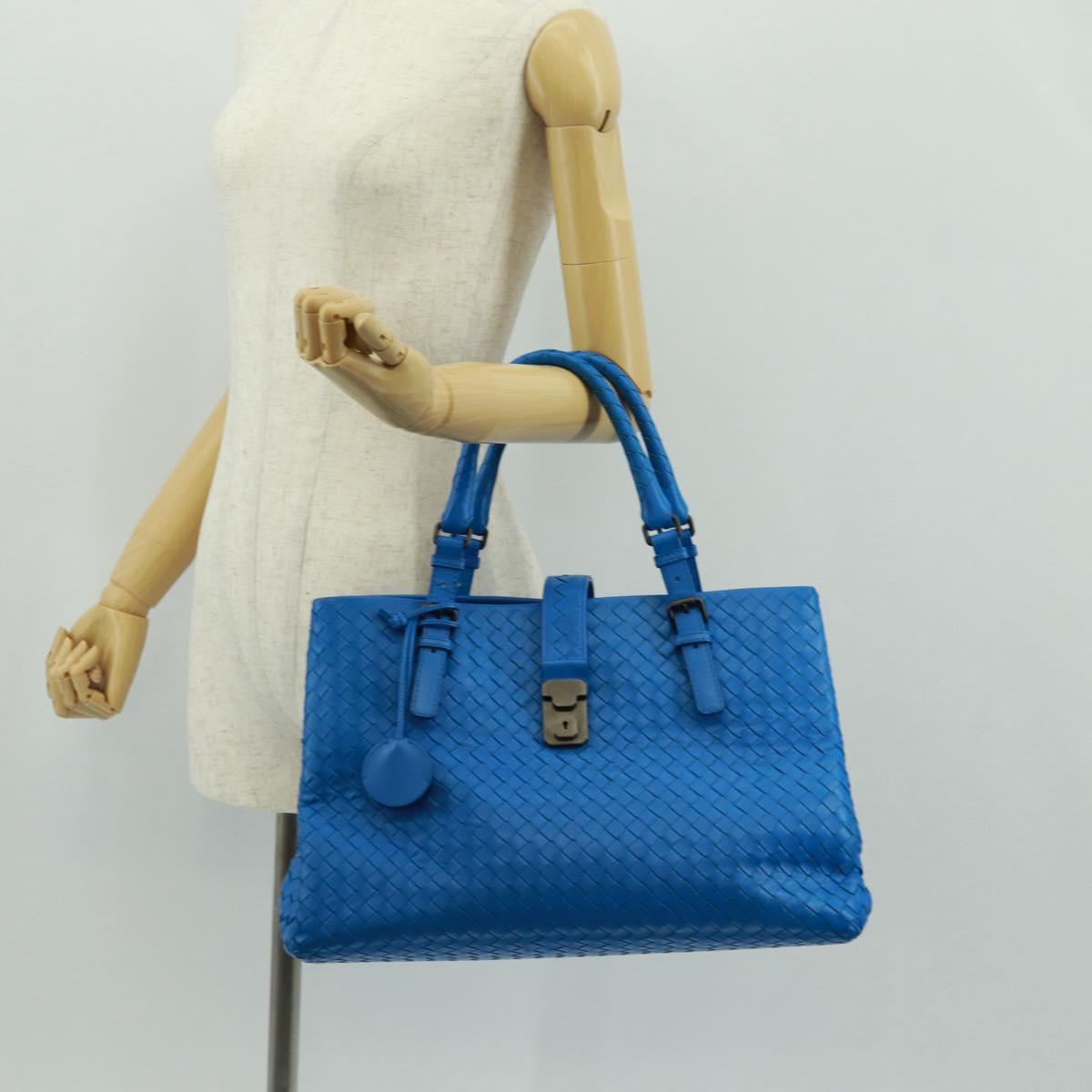 BOTTEGA VENETA INTRECCIATO Rome Hand Bag Leather Blue 171265 Auth 161672V